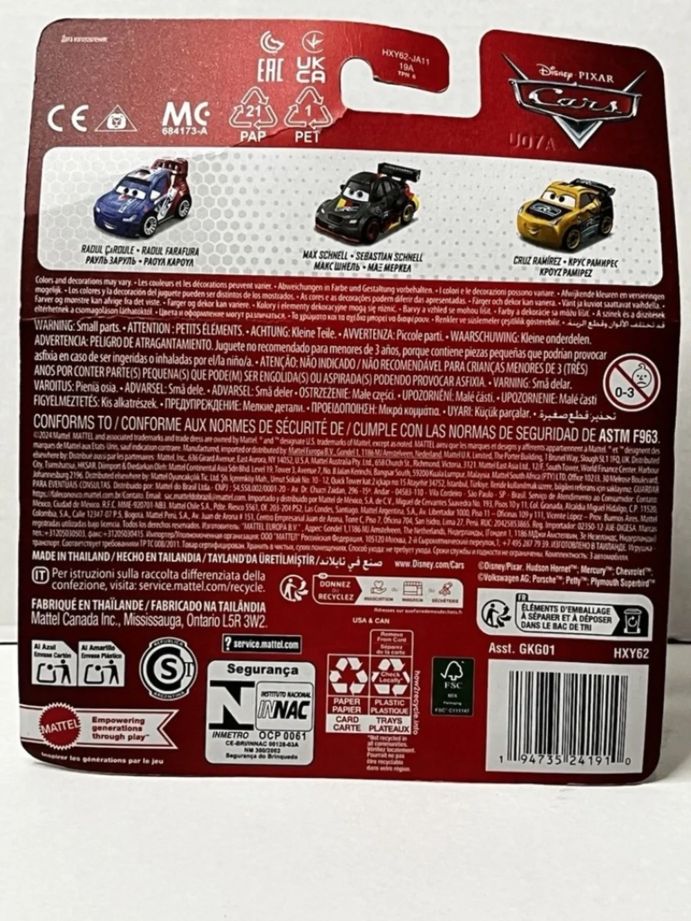 Disney Cars Mini Racers 3-Pack Global Racers Raoul Caroule, Max, Cruz Ramirez